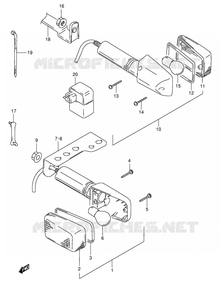 CLIGNOTANTS (MODELE W/X,E24) Suzuki MOTO 350 DR 1998  DR350W(E1)