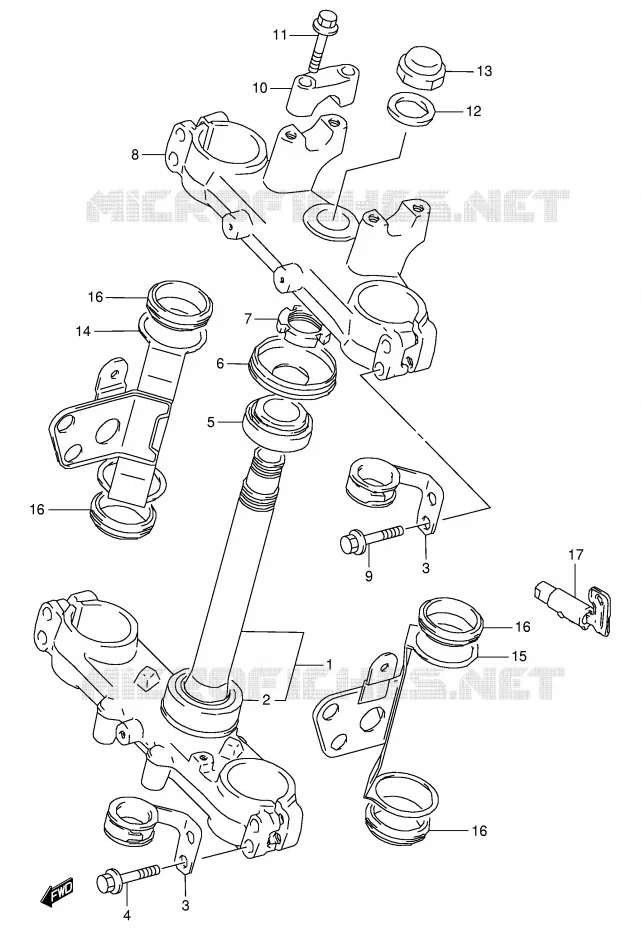 COLONNE DE DIRECTION (E24) Suzuki MOTO 350 DR 1997  DR350V(E1)