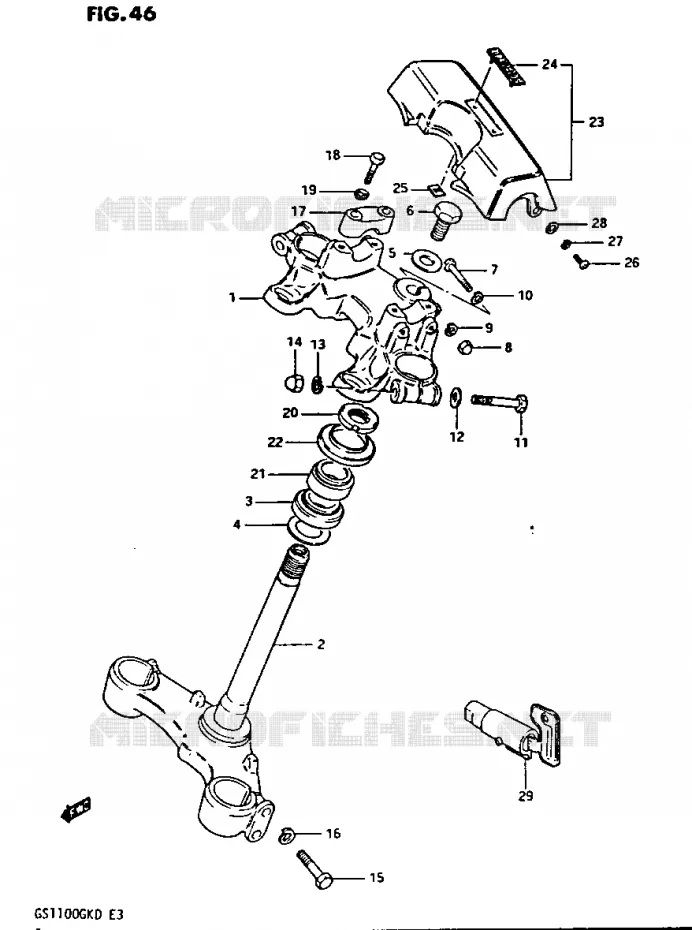 COLONNE DE DIRECTION (GS1100GKZ) Suzuki MOTO 1100 GS-G 1983  GS1100GKD(Z/2/D)