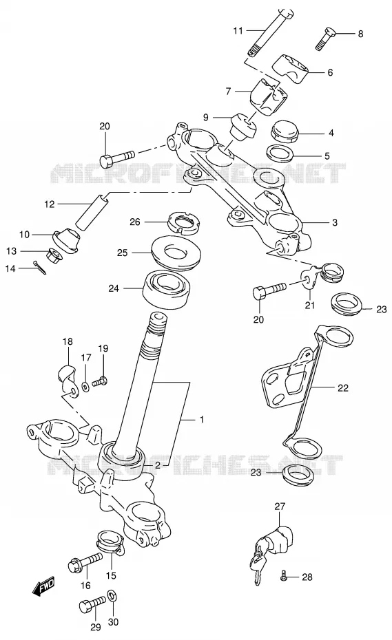 COLONNE DE DIRECTION Suzuki MOTO 200 DR 1995  DR200SES(E24)