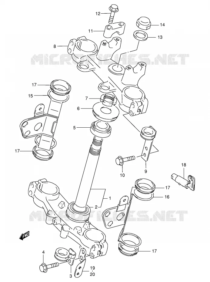 COLONNE DE DIRECTION Suzuki MOTO 350 DR 1995  DR350SES(E2)