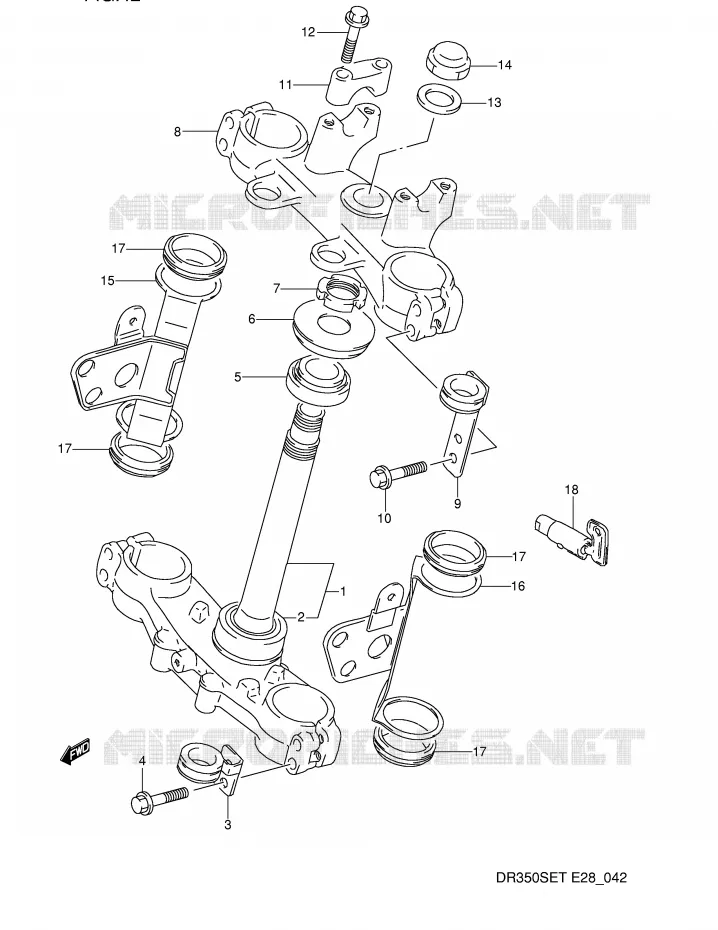 COLONNE DE DIRECTION Suzuki MOTO 350 DR 1995  DR350SES(E28)