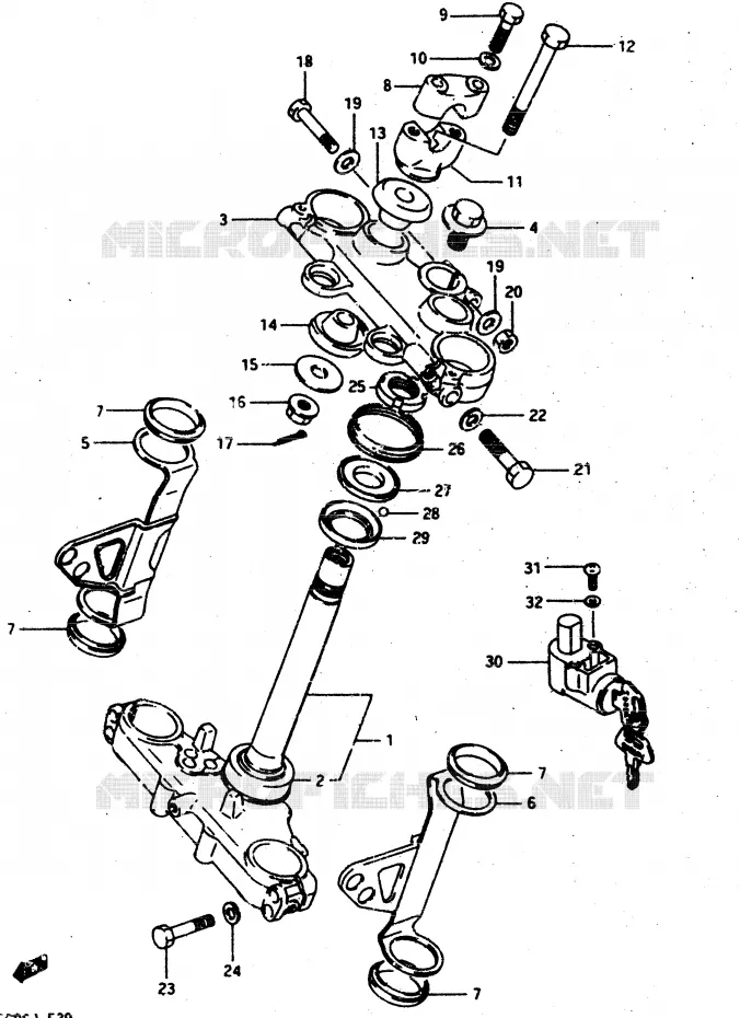 COLONNE DE DIRECTION Suzuki MOTO 500 DR 1987  DR500SH(G/H/J)