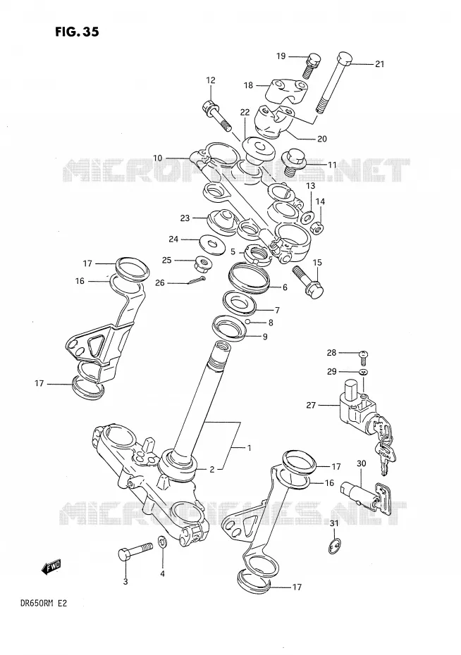 COLONNE DE DIRECTION Suzuki MOTO 650 DR 1991  DR650RM(E2)