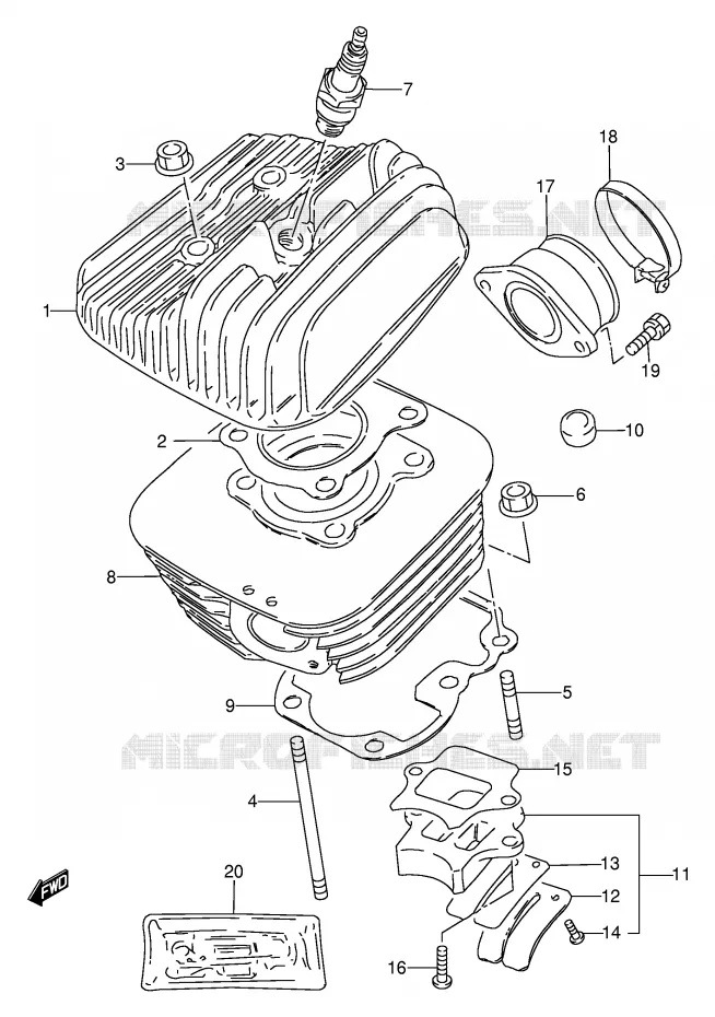 CYLINDRE Suzuki MOTO 80 DS 1996  DS80T(E24)