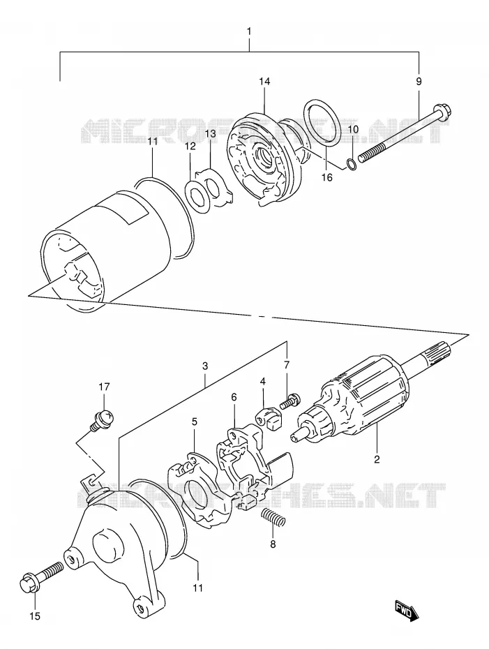 DEMARREUR (MODELE R/S/T/V/W/X) Suzuki MOTO 125 DR 1995  DR125SES(E4)