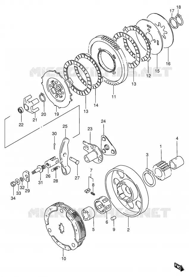 EMBRAYAGE (MODELE G/R) Suzuki SCOOTER 100 FB 1986  FB100G(E71)