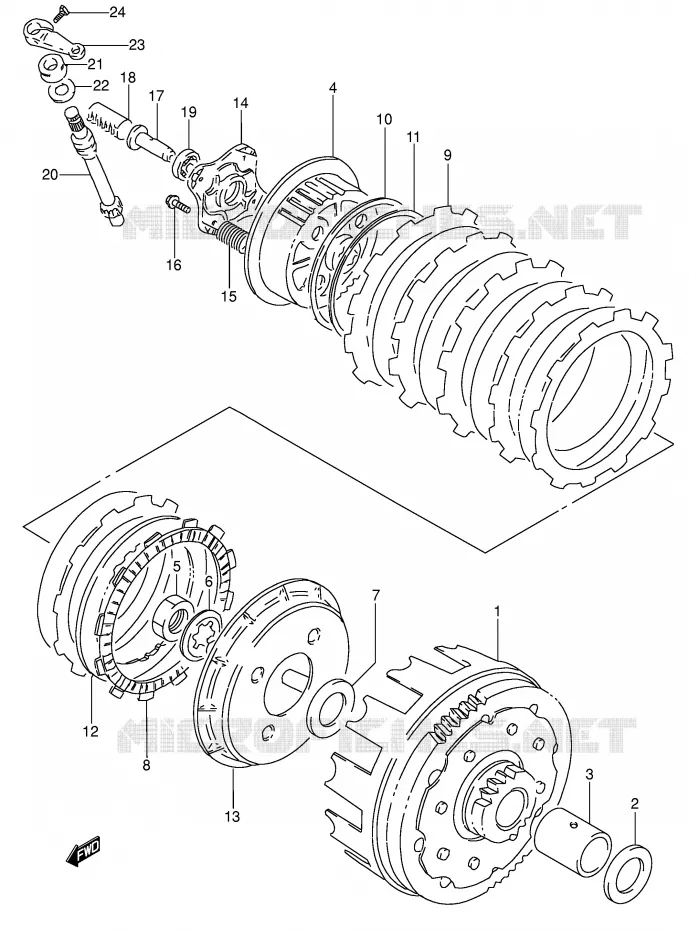 EMBRAYAGE (MODELE M/N/P) Suzuki MOTO 650 DR 1991  DR650RSEUM(E4)