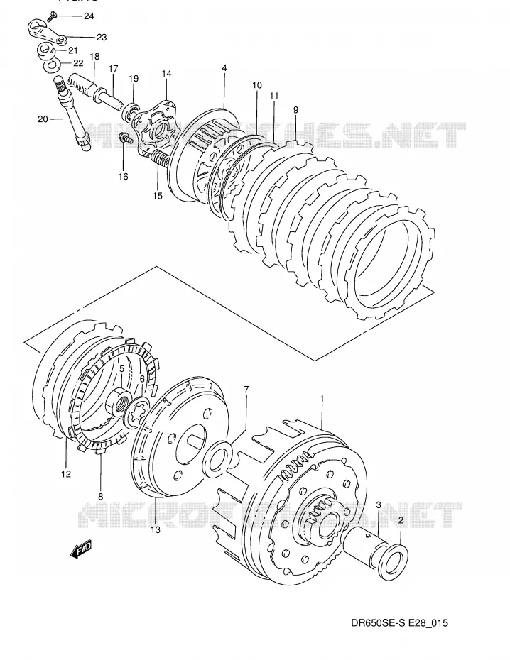 EMBRAYAGE (MODELE N/P) Suzuki MOTO 650 DR 1993  DR650SP(E28)