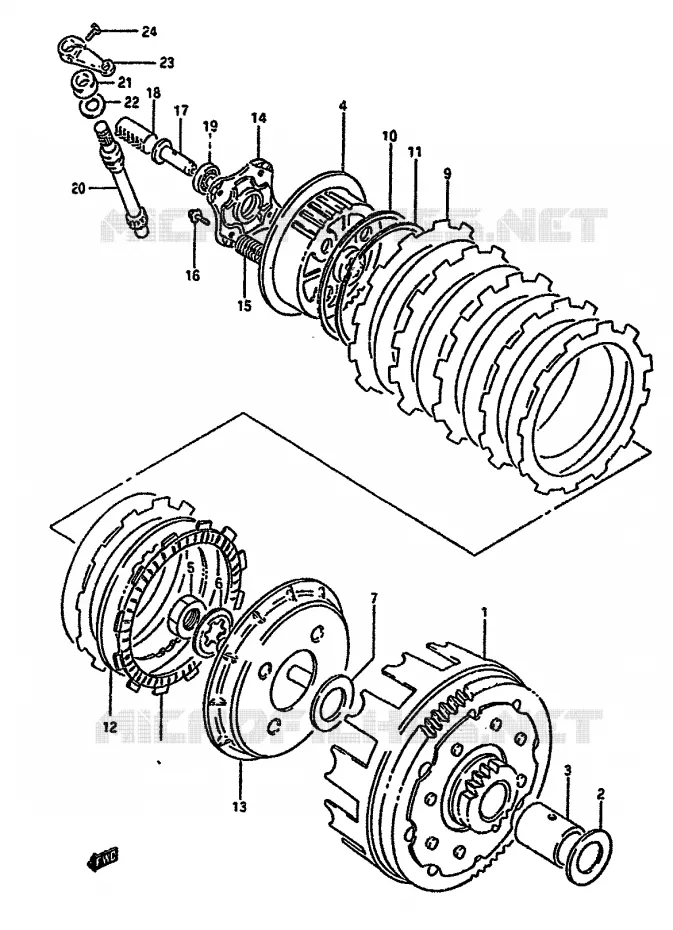 EMBRAYAGE (MODELE N/P) Suzuki MOTO 650 DR 1994  DR650RUR(N/P/R)