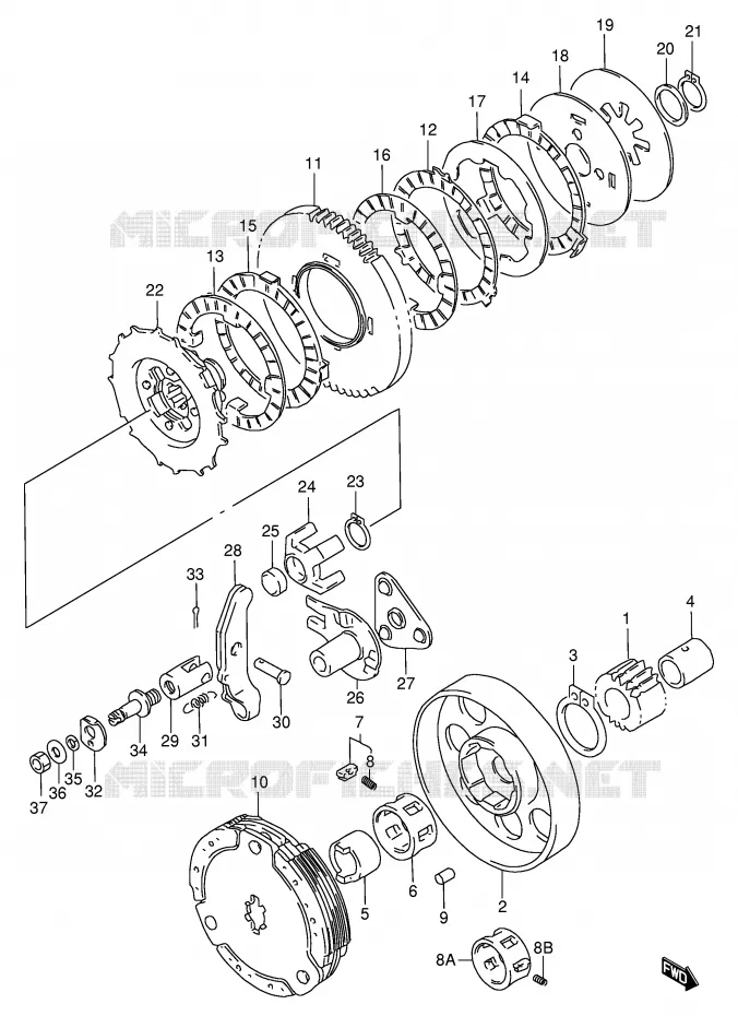 EMBRAYAGE (MODELE S/V/X/Y) Suzuki SCOOTER 100 FB 2000  FB100Y(E71)