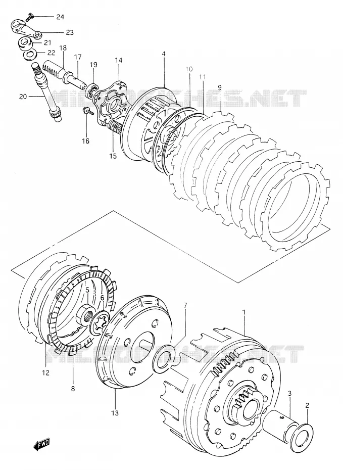 EMBRAYAGE Suzuki MOTO 650 DR 1990  DR650RSUL(E2)