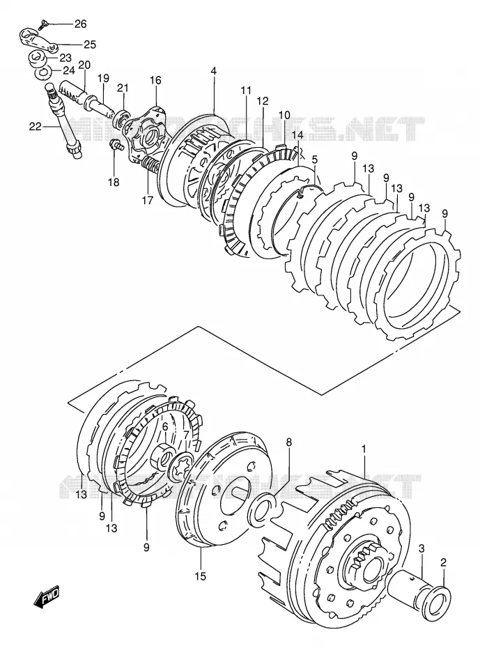 EMBRAYAGE Suzuki MOTO 650 DR 1994  DR650RER(E2)