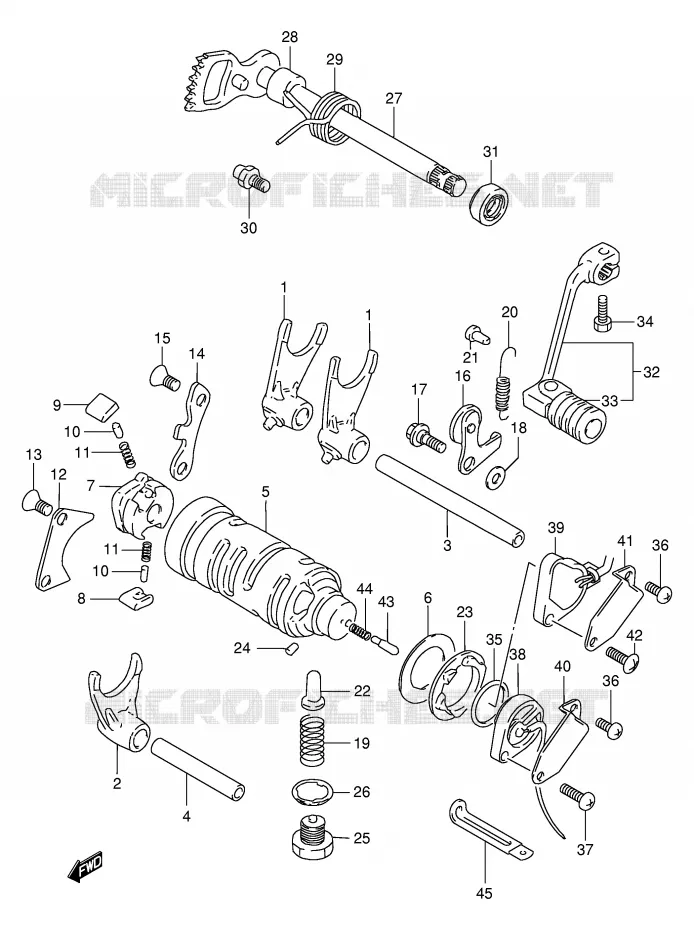ENSEMBLE DE SELECTION DE VITESSES Suzuki MOTO 125 DR 2002  DR125SEK2(E2)