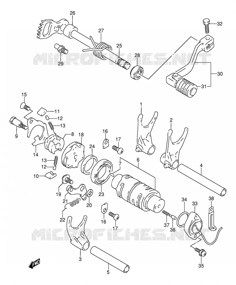 ENSEMBLE DE SELECTION DE VITESSES Suzuki MOTO 250 DR 1990  DR250SL(E24)