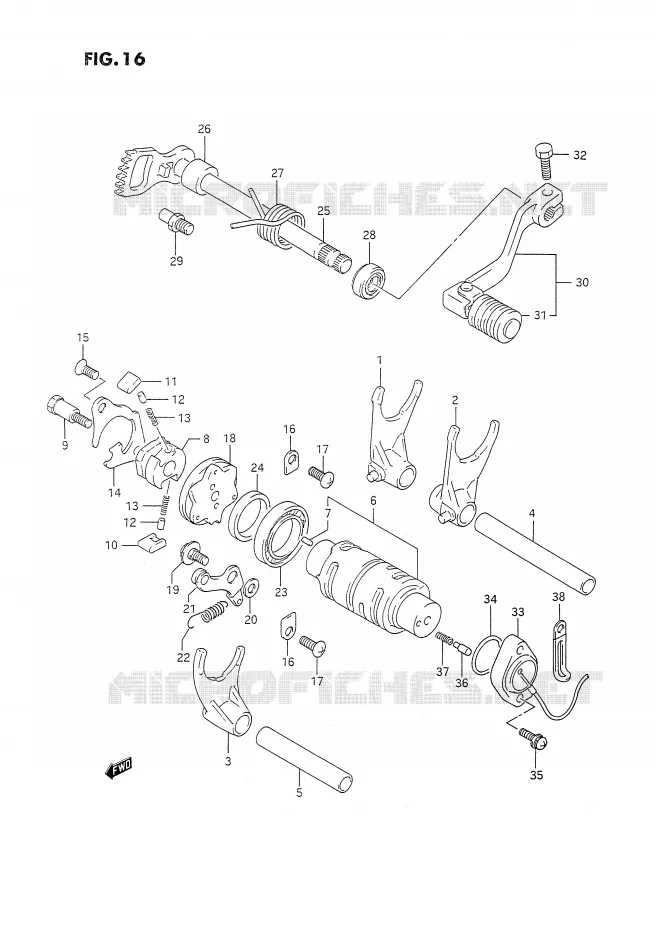 ENSEMBLE DE SELECTION DE VITESSES Suzuki MOTO 350 DR 1993  DR350SHP(E2)