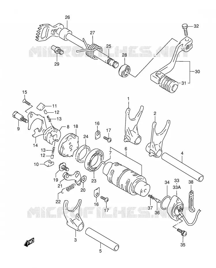 ENSEMBLE DE SELECTION DE VITESSES Suzuki MOTO 350 DR 1995  DR350SES(E2)