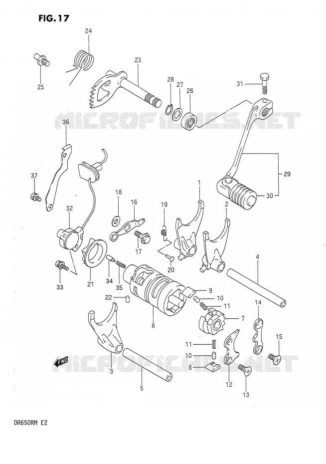 ENSEMBLE DE SELECTION DE VITESSES Suzuki MOTO 650 DR 1990  DR650RL(E2)