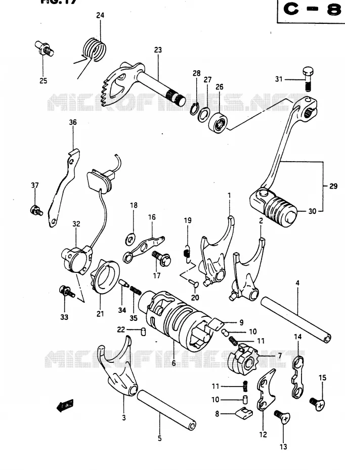 ENSEMBLE DE SELECTION DE VITESSES Suzuki MOTO 650 DR 1990  DR650RUL(L)