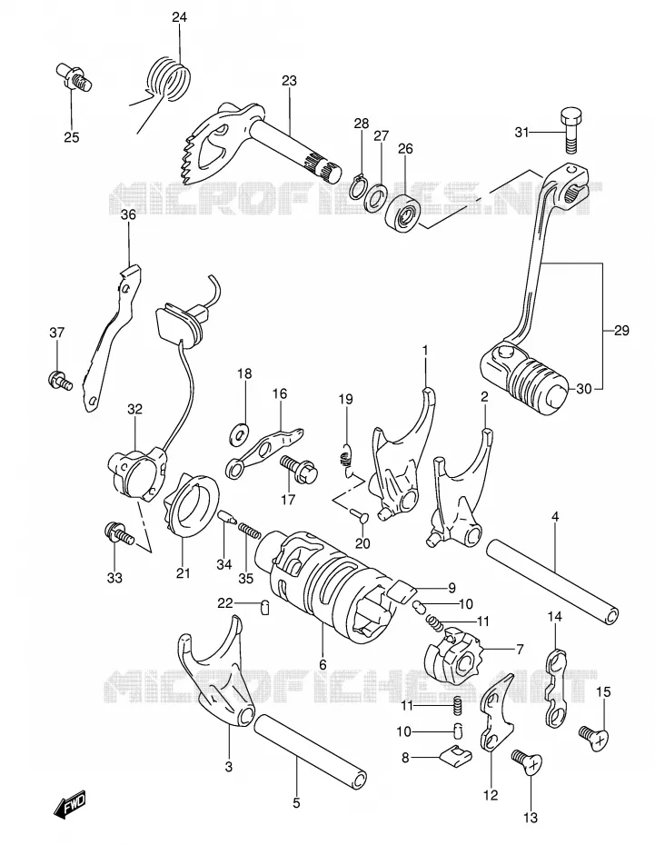 ENSEMBLE DE SELECTION DE VITESSES Suzuki MOTO 650 DR 1991  DR650RSEUM(E4)