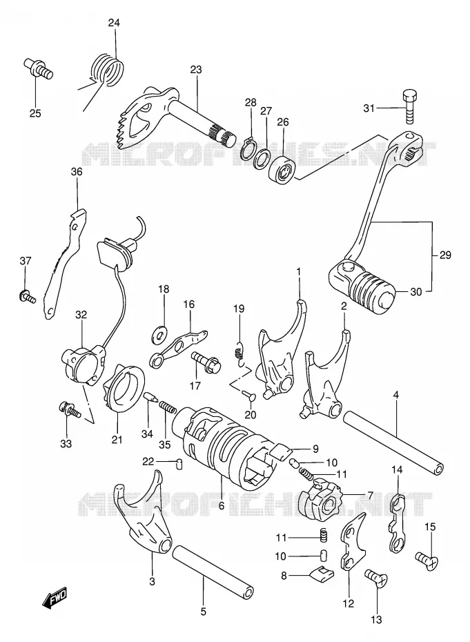 ENSEMBLE DE SELECTION DE VITESSES Suzuki MOTO 650 DR 1995  DR650REUS(E2)
