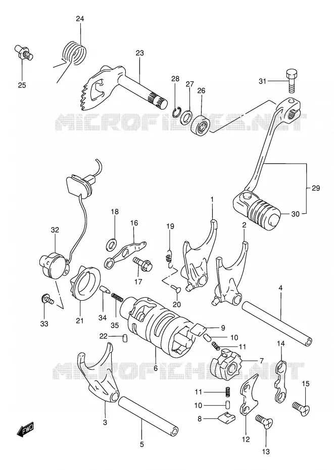 ENSEMBLE DE SELECTION DE VITESSES Suzuki MOTO 650 DR 2001  DR650SEUK1(E4)