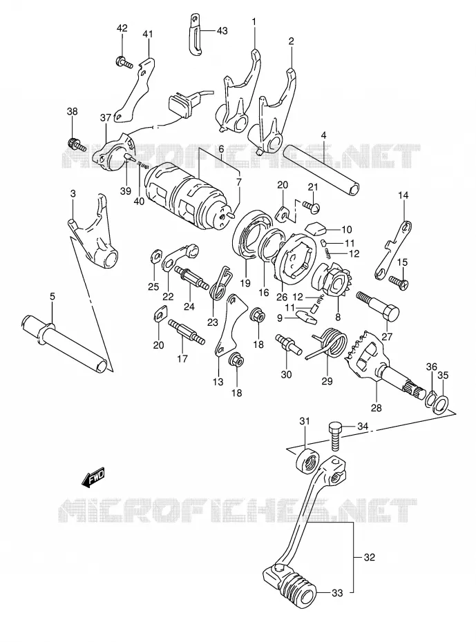 ENSEMBLE DE SELECTION DE VITESSES Suzuki MOTO 800 DR 1992  DR800SUN(E4)
