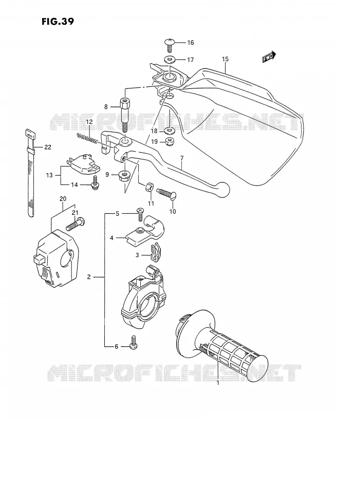 ENSEMBLE LEVIER - COMMODO DROIT (DR350SL/SM,DR350SN/SP/SR E24) Suzuki MOTO 350 DR 1990  DR350SL(E2)
