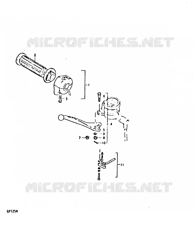 ENSEMBLE LEVIER - COMMODO DROIT (GP125C, GP125N) Suzuki MOTO 125 GP 1992  GP125N(C/N)