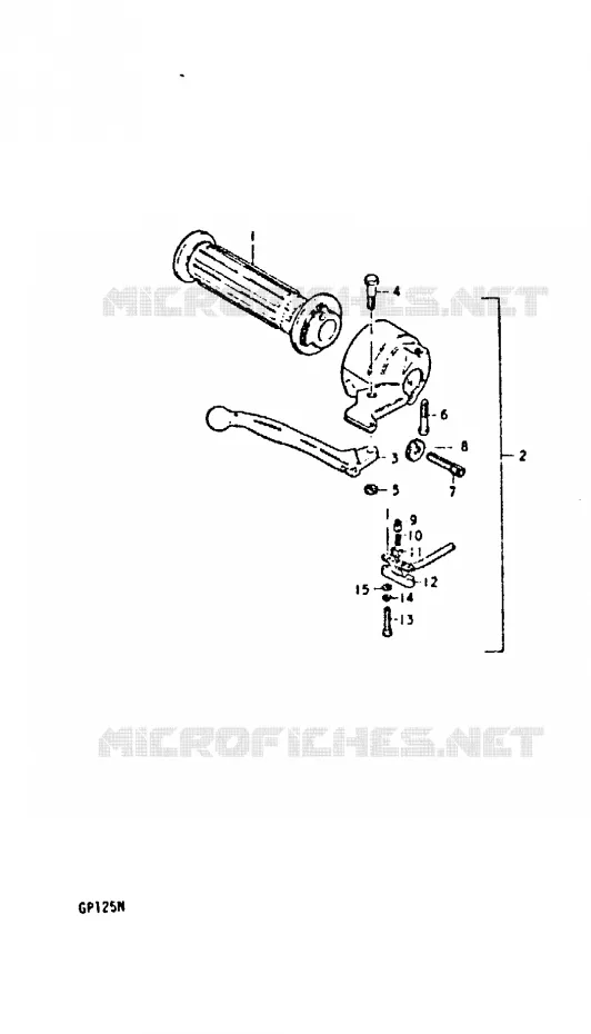 ENSEMBLE LEVIER - COMMODO DROIT (GP125UC, GP125UN) Suzuki MOTO 125 GP 1992  GP125N(C/N)