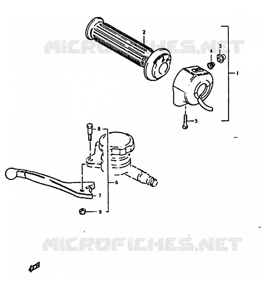 ENSEMBLE LEVIER - COMMODO DROIT Suzuki MOTO 1000 GS 1979  GS1000HN(C/N)