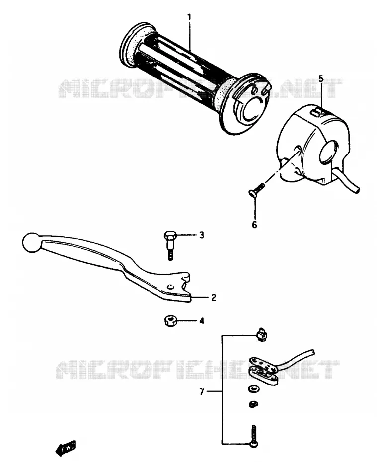 ENSEMBLE LEVIER - COMMODO DROIT Suzuki MOTO 1100 GSX-E 1984  GSX1100EFE(E/F/G)
