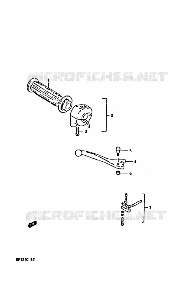 ENSEMBLE LEVIER - COMMODO DROIT Suzuki MOTO 125 GP 1999  GP125UX(X/D)