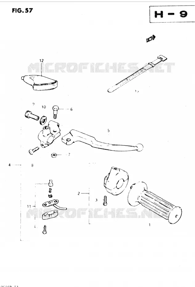 ENSEMBLE LEVIER - COMMODO DROIT Suzuki MOTO 250 DR 1982  DR250SZ/D(E1)