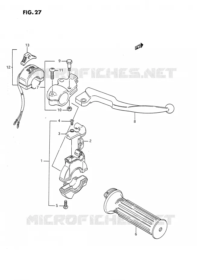 ENSEMBLE LEVIER - COMMODO DROIT Suzuki MOTO 80 DS 1987  DS80H(E24)