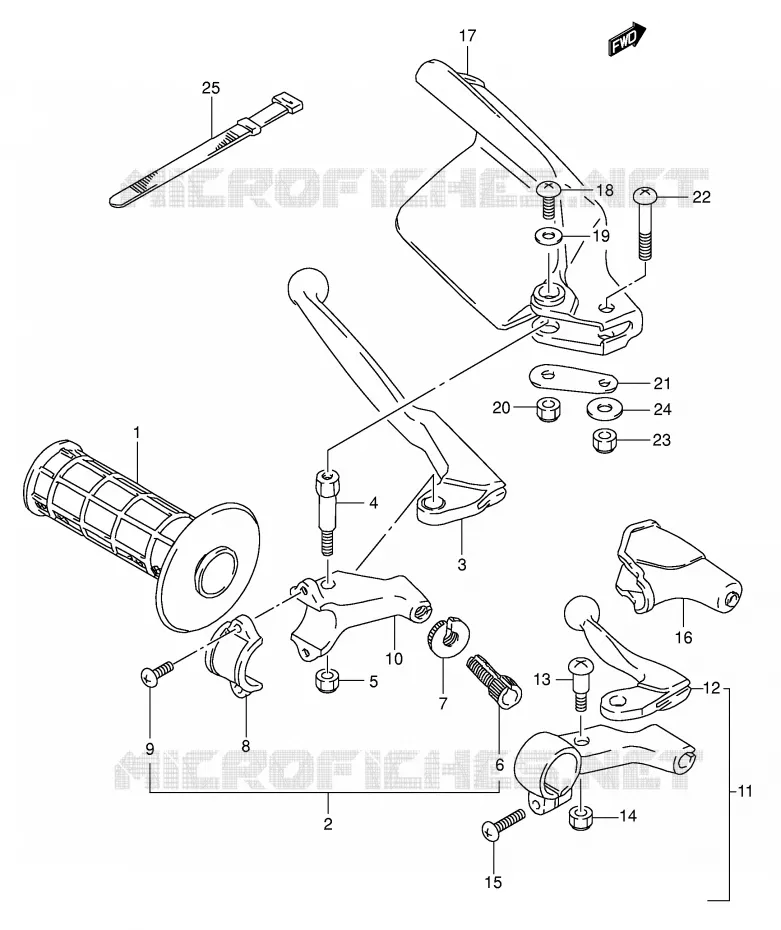 ENSEMBLE LEVIER - POIGNEE GAUCHE Suzuki MOTO 350 DR 1994  DR350R(E1)