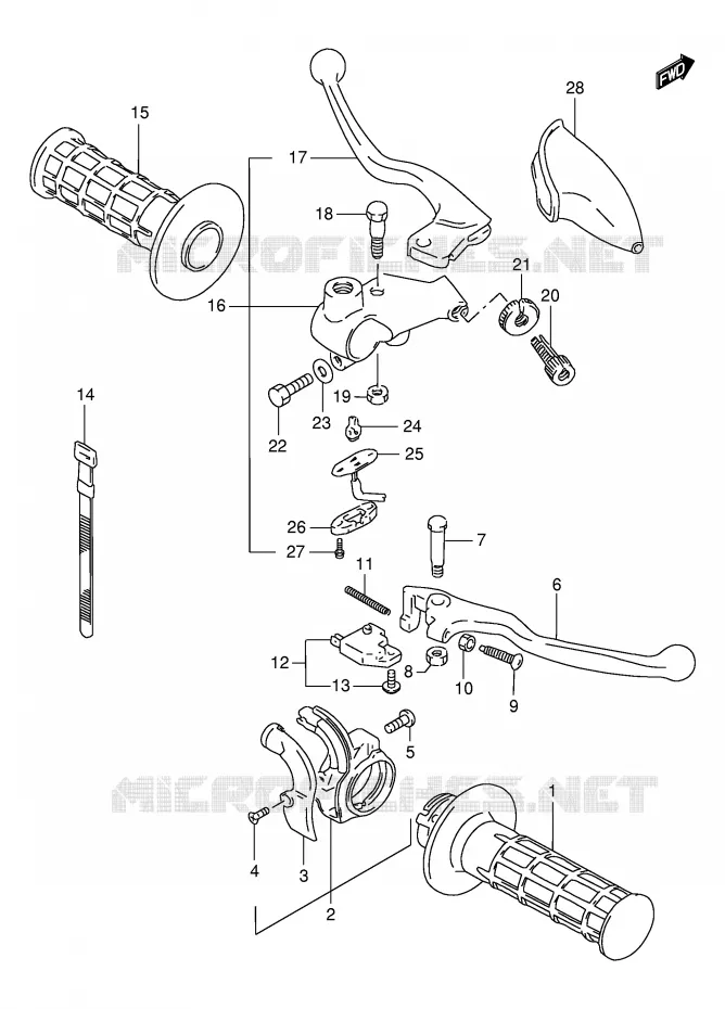 ENSEMBLE LEVIERS - POIGNEES Suzuki MOTO 125 DR 1998  DR125SEUW(E4)