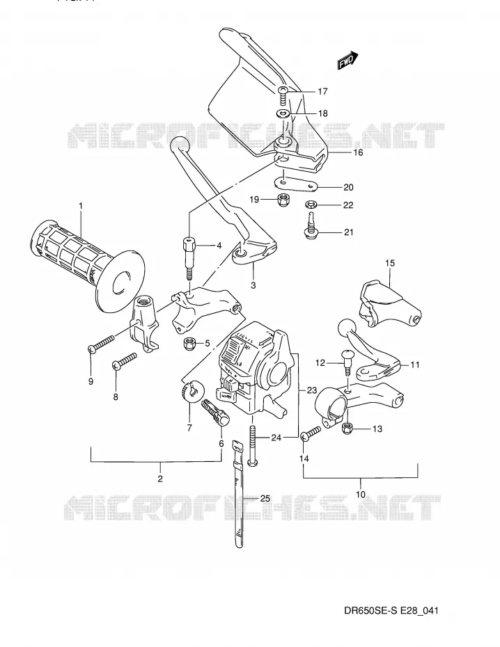 ENSEMBLE POIGNEE GAUCHE (MODELE N/P) Suzuki MOTO 650 DR 1995  DR650SES(E28)