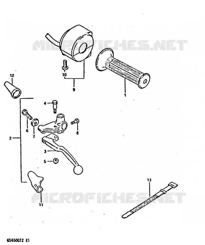 ENSEMBLE POIGNEE GAUCHE (MODELE X) Suzuki MOTO 650 GS 1999  GS650GTX(X/Z)