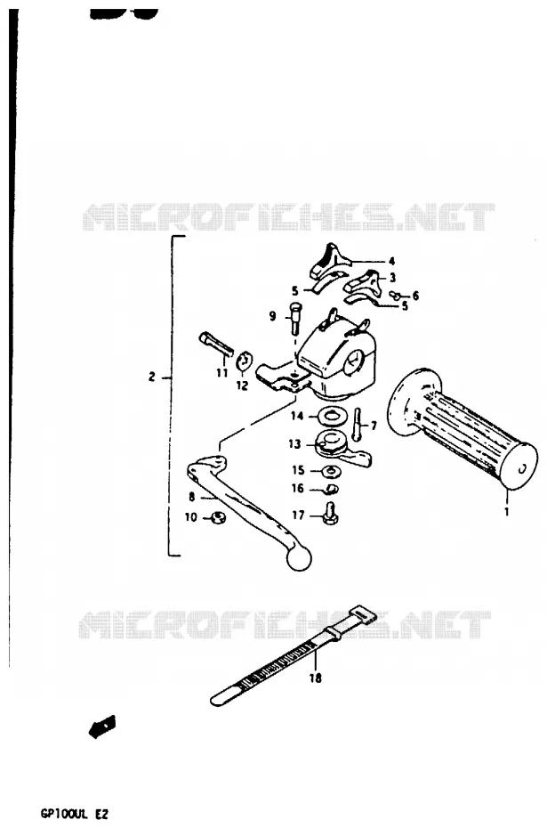 ENSEMBLE POIGNEE GAUCHE Suzuki MOTO 100 GP 1990  GP100UL(X/D/L)