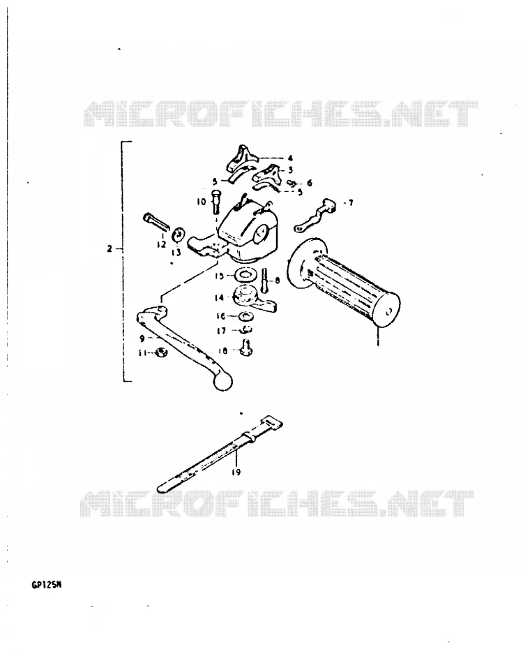 ENSEMBLE POIGNEE GAUCHE Suzuki MOTO 125 GP 1978  GP125C(C/N)