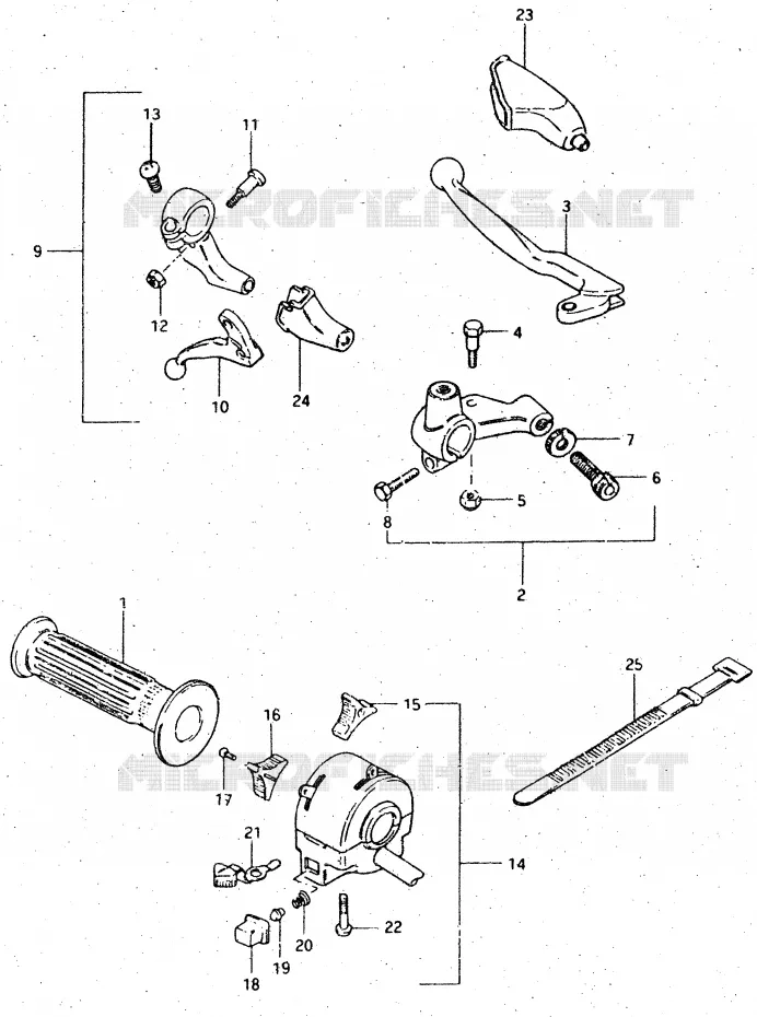 ENSEMBLE POIGNEE GAUCHE Suzuki MOTO 500 DR 1984  DR500SE(E1)