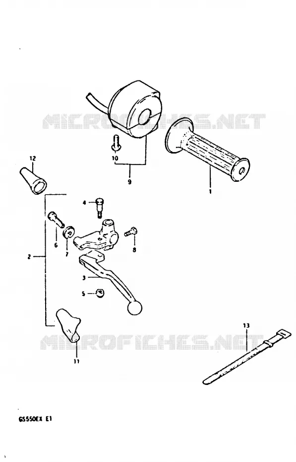 ENSEMBLE POIGNEE GAUCHE Suzuki MOTO 550 GS 1981  GS550X(X)