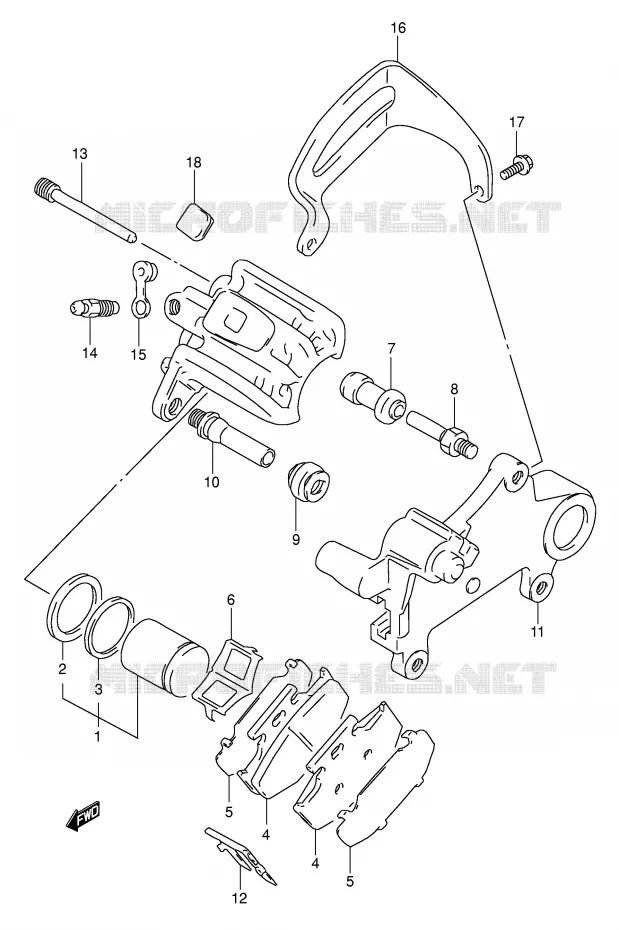 ETRIER DE FREIN ARRIERE (MODELE L/M) Suzuki MOTO 350 DR 1991  DR350M(E1)