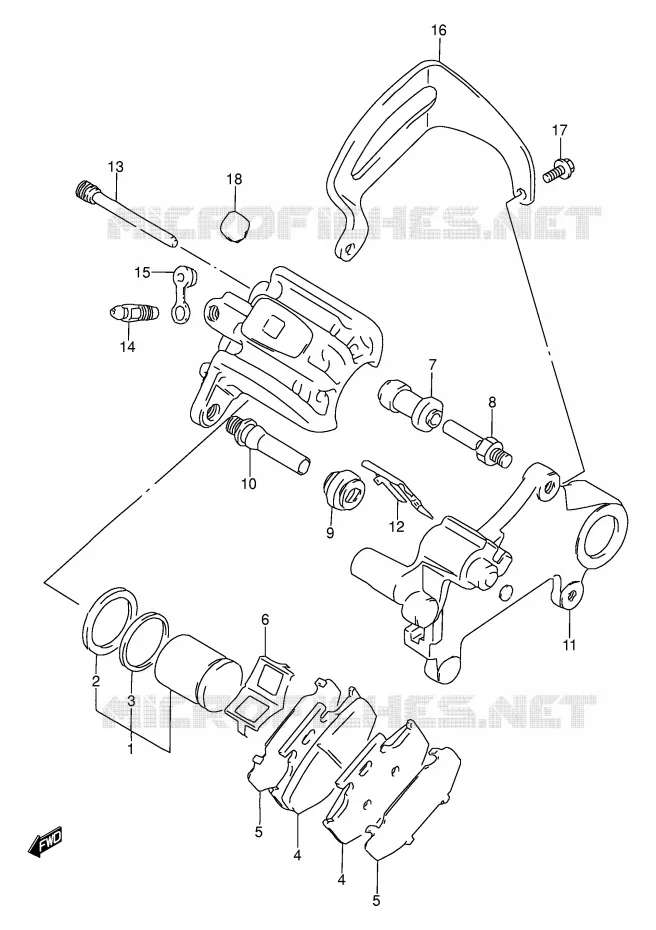 ETRIER DE FREIN ARRIERE (MODELE N/P) Suzuki MOTO 250 DR 1993  DR250SP(E24)