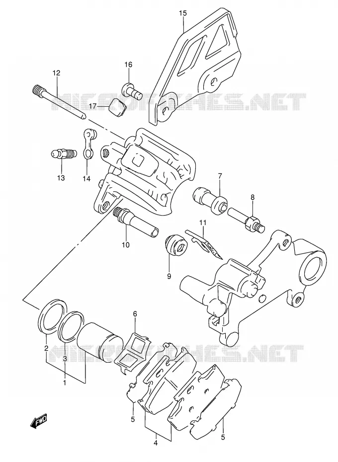 ETRIER DE FREIN ARRIERE (MODELE R/S/T) Suzuki MOTO 350 DR 1995  DR350S(E3)