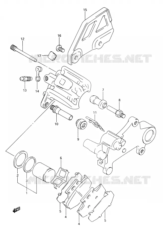 ETRIER DE FREIN ARRIERE (MODELE R) Suzuki MOTO 350 DR 1991  DR350M(E28)