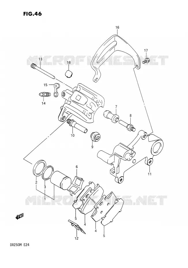 ETRIER DE FREIN ARRIERE Suzuki MOTO 250 DR 1990  DR250L(E24)