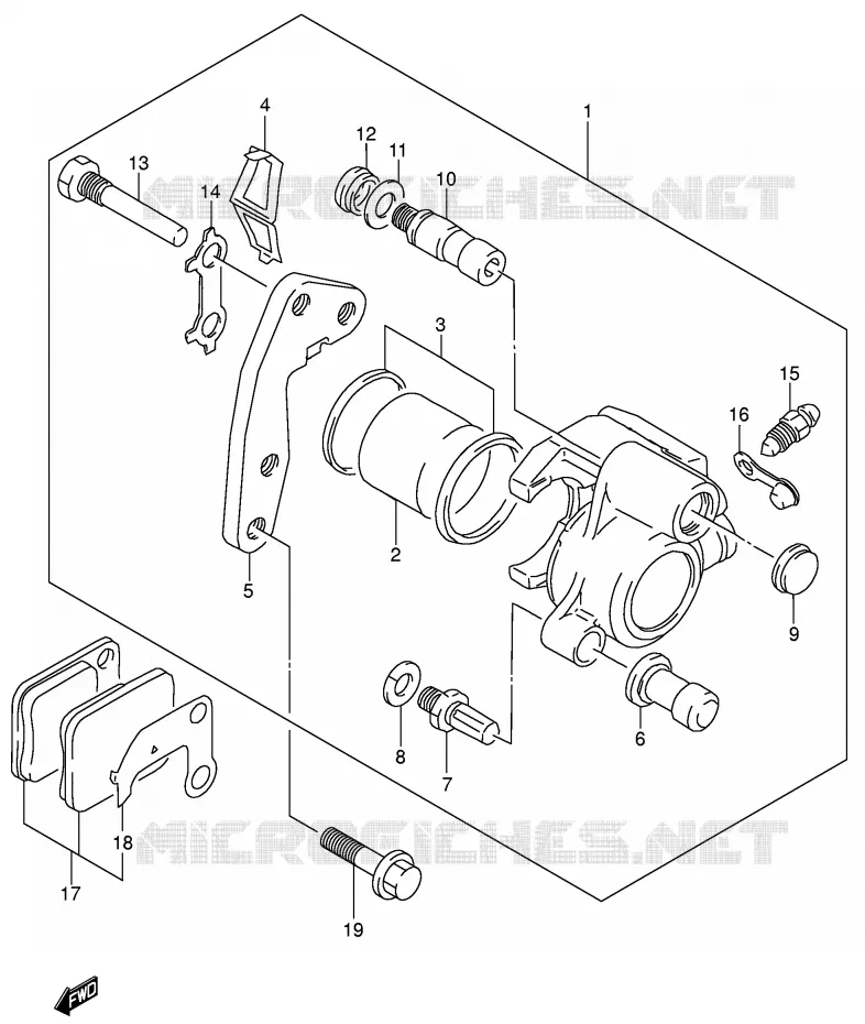 ETRIER DE FREIN AVANT (MODELE K1/MODELE K2 P9) Suzuki MOTO 200 DR 2002  DR200SEK2(E24)