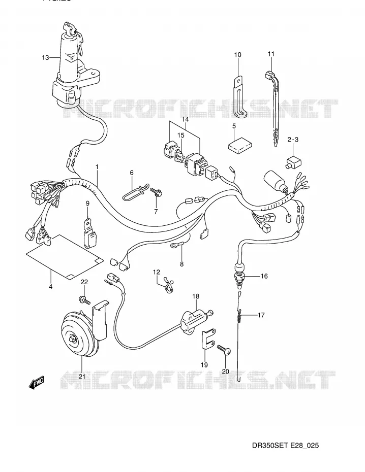 FAISCEAU ELECTRIQUE (MODELE L/M/N/P) Suzuki MOTO 350 DR 1992  DR350SN(E28)